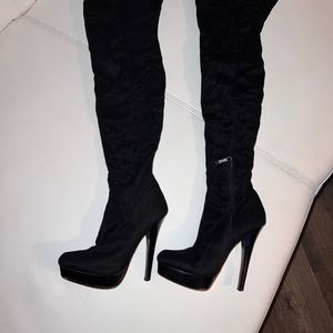 Suede thigh high boots